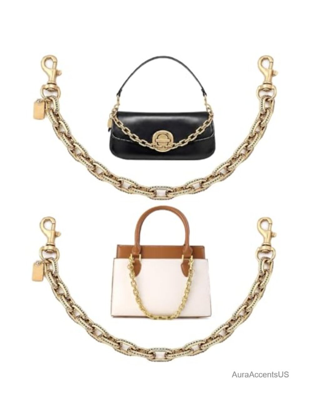 2 Pack Purse Chain Extender with Swivel Clasp Bag Charm for Handbags Totes